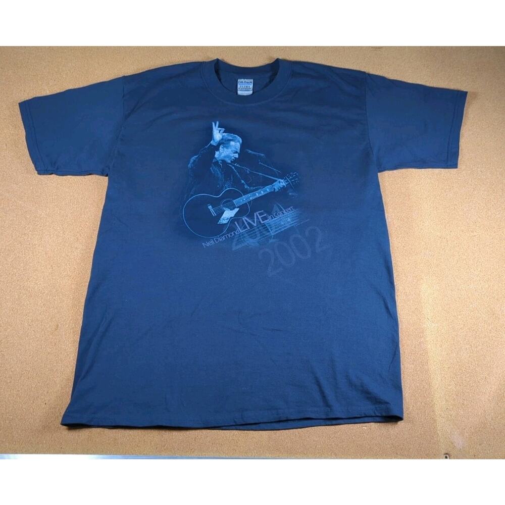 2001/ 2002 Neil Diamond Live Concert Tour T-Shirt Blue Gilden Mens Size L